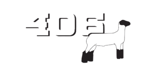 Bold text 406 CLUB LAMBS MANHATTAN, MONTANA appears above and below a simple, stylized black-and-white outline of a lamb on a light background, reflecting the spirit of a ranch for sale in prime Montana cattle ranch country.