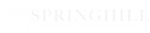 Logo of Springhill Presbyterian Church featuring stylized mountain peaks and a winding path inside a square, with the church name in capital letters to the right—evoking the spirit of open land for sale and pastoral beauty.