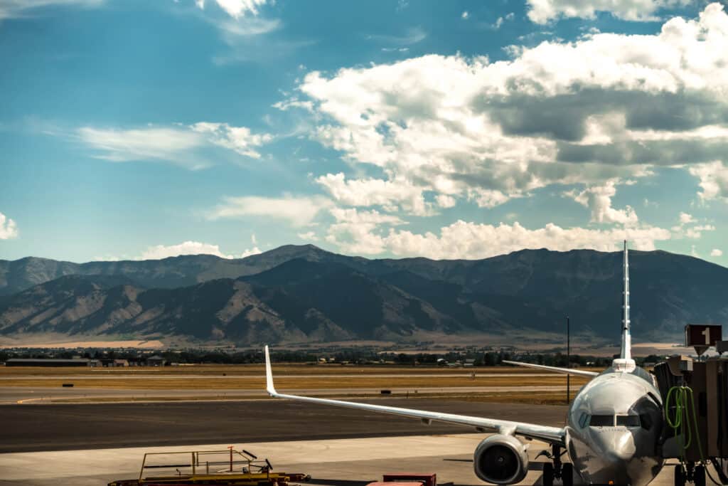 bozeman montana airport and rocky mountains