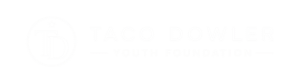 Logo with circular TD monogram and star, next to the text Taco Dowler Youth Foundation in light, uppercase letters on a white background, inspired by the charitable spirit of Kendall Van Dyk.